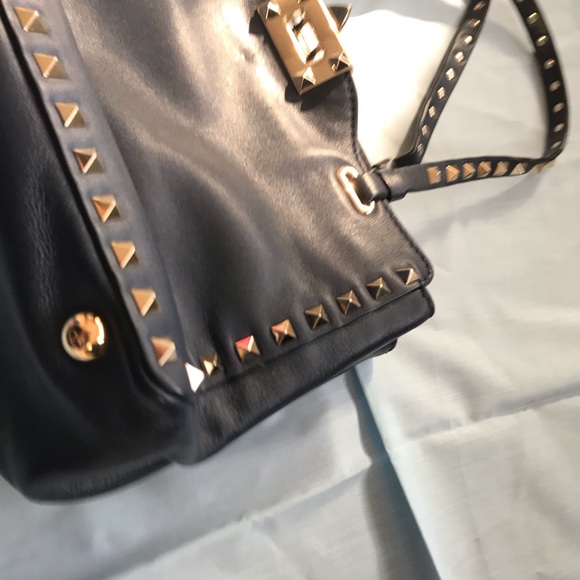 Valentino Rockstud Trapeze Tote Small Navy EUC - Picture 5 of 13